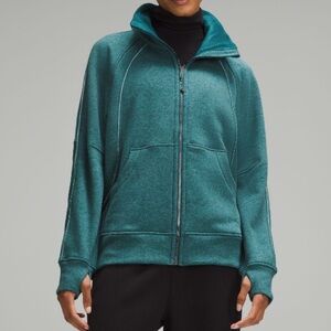 Lululemon Athletica Dark Green plush scuba zip up sweatshirt